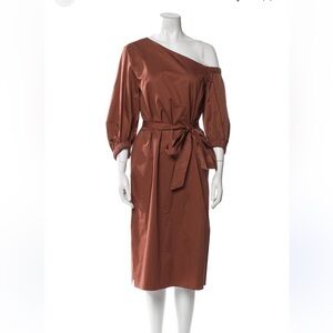 Tibi One Shoulder Poplin Dress
